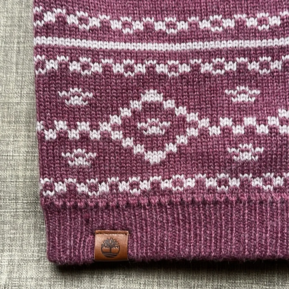 Timberland Knit Beanie Hat Maroon Red Women's
